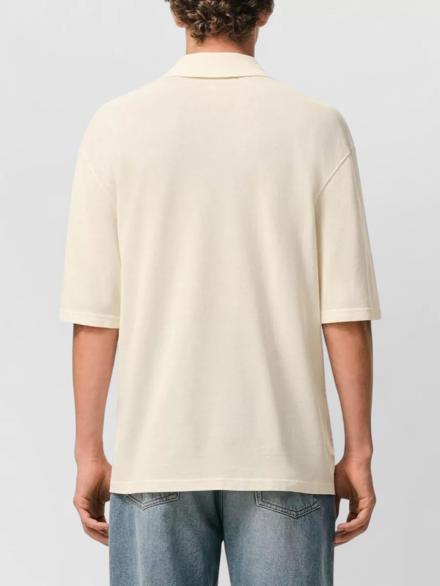 Ami Paris Boxy Fit Piqué Polo Shirt Crochet Patch