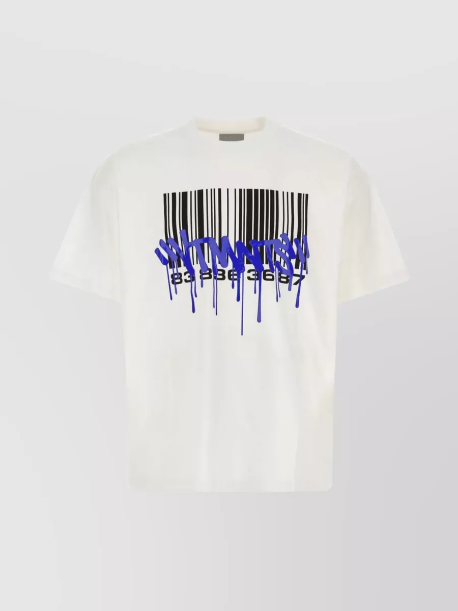 Shop Vtmnts Barcode Print Oversize Cotton T-shirt In White