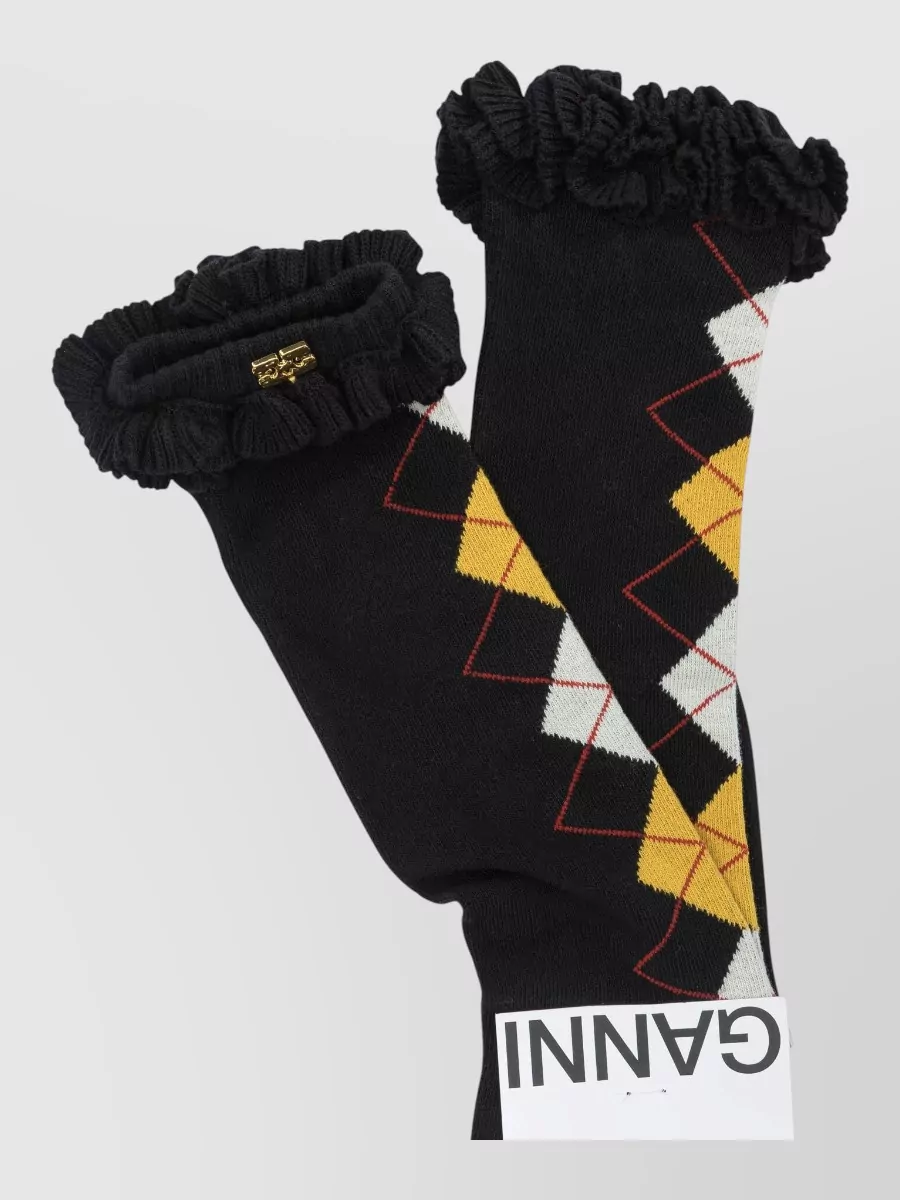 Ganni argyle cotton socks