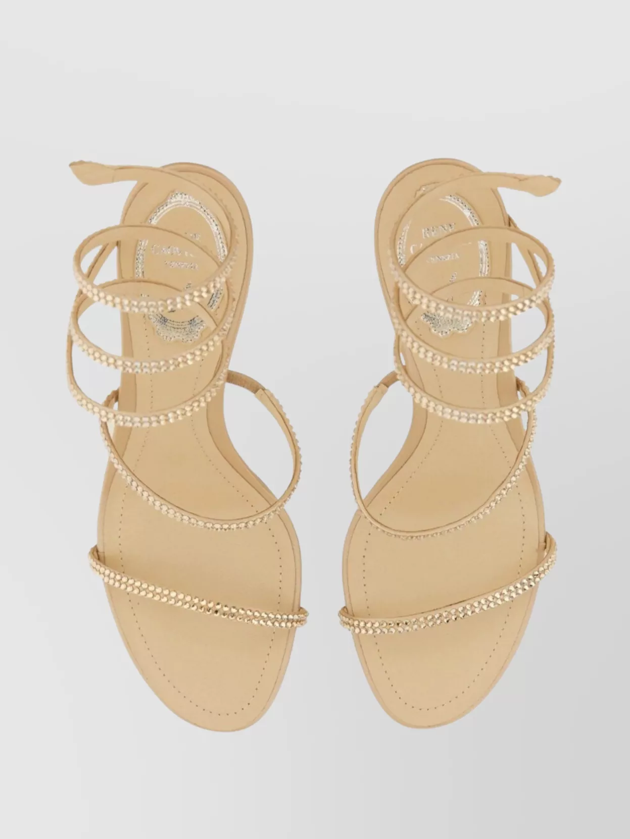 Rene Caovilla Satin Strappy Open Toe Pumps