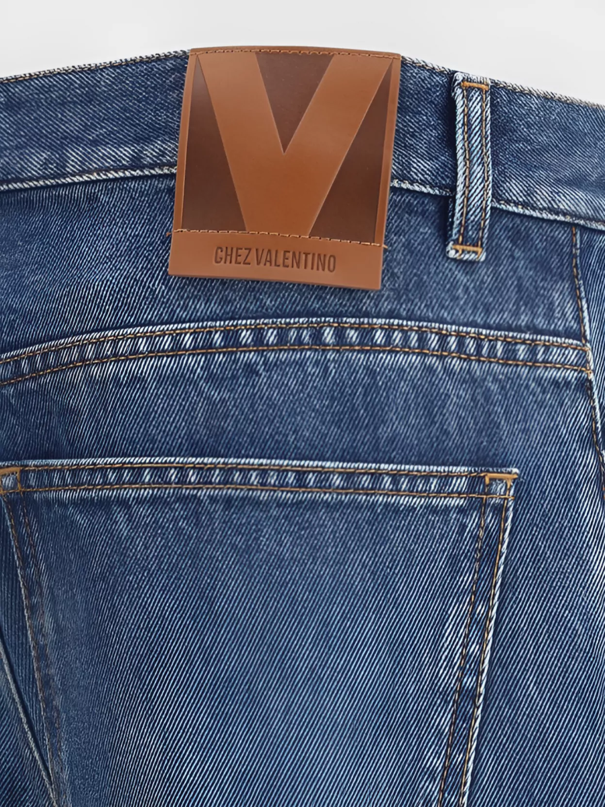 Valentino Heart Court Straight Jeans With Embroidered Hem