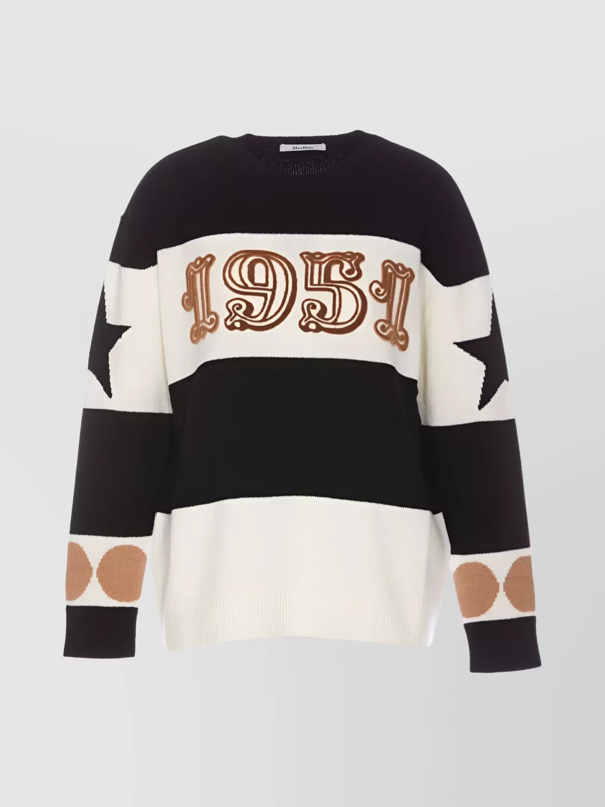 Max Mara Wool And Cashmere Sweater With Flocked 1951 Motif