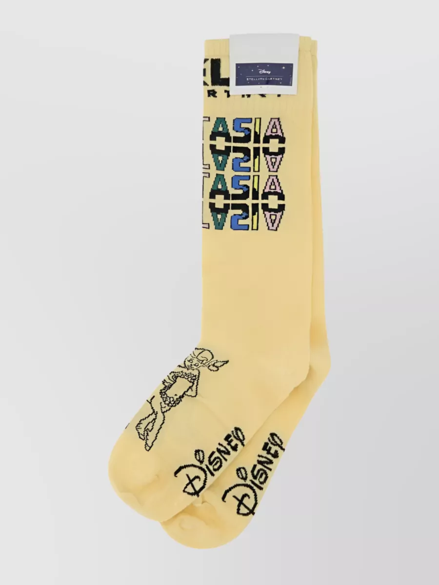 Shop Stella Mccartney Fantasia Centaurette Cotton Logo Socks In Yellow