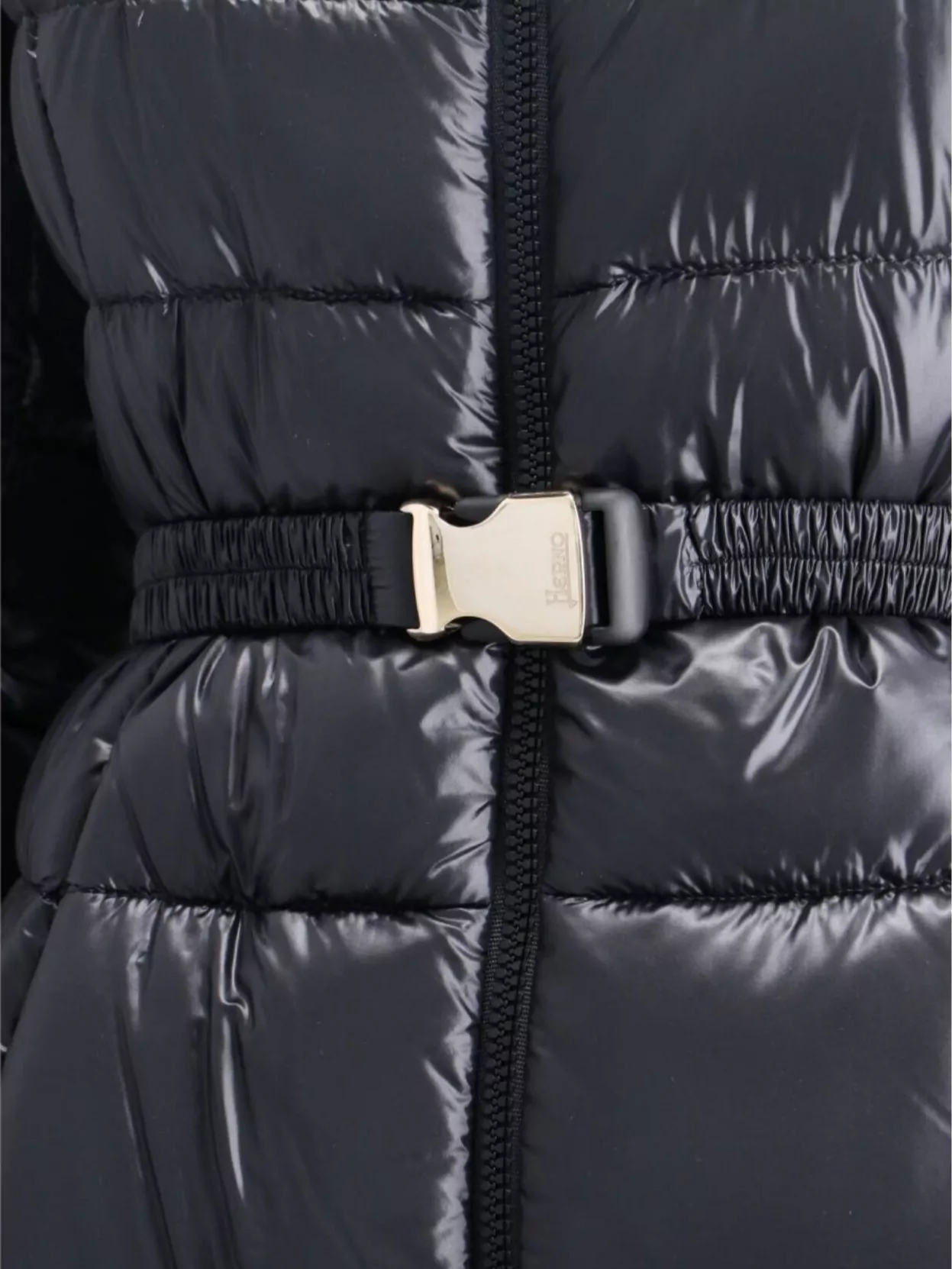 Herno Quilted Jacket High Collar Belted Waist