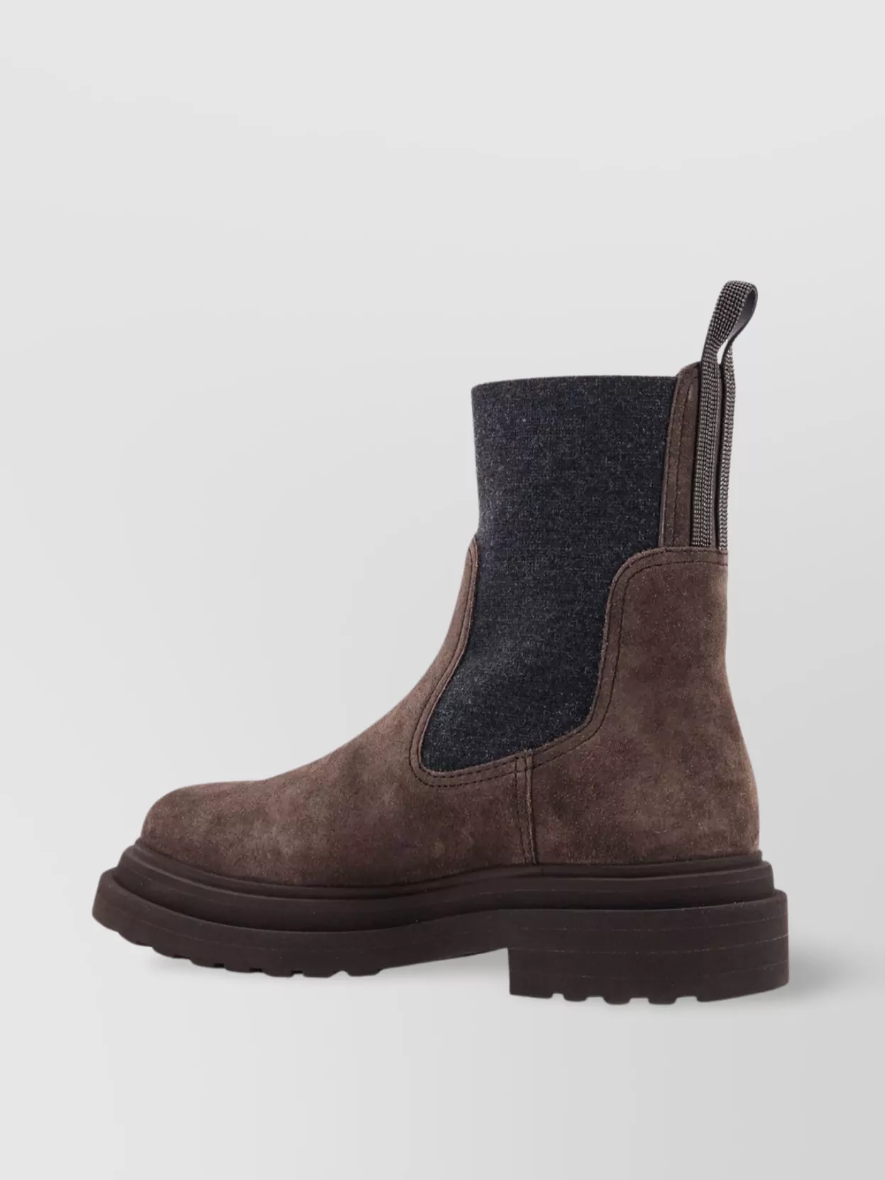 Brunello Cucinelli Chunky Sole Suede Ankle Boots With Monili Detail