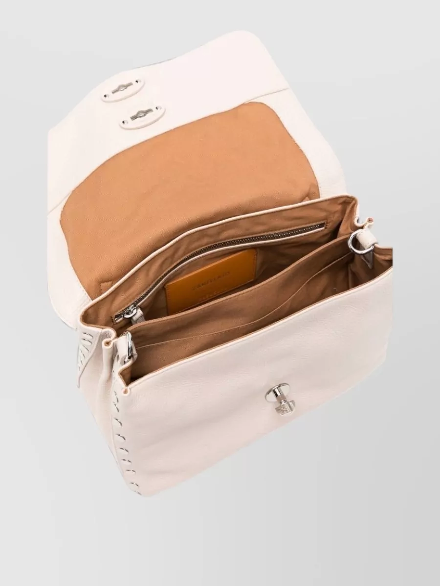 Zanellato Pebbled Leather Studded Shoulder Bag