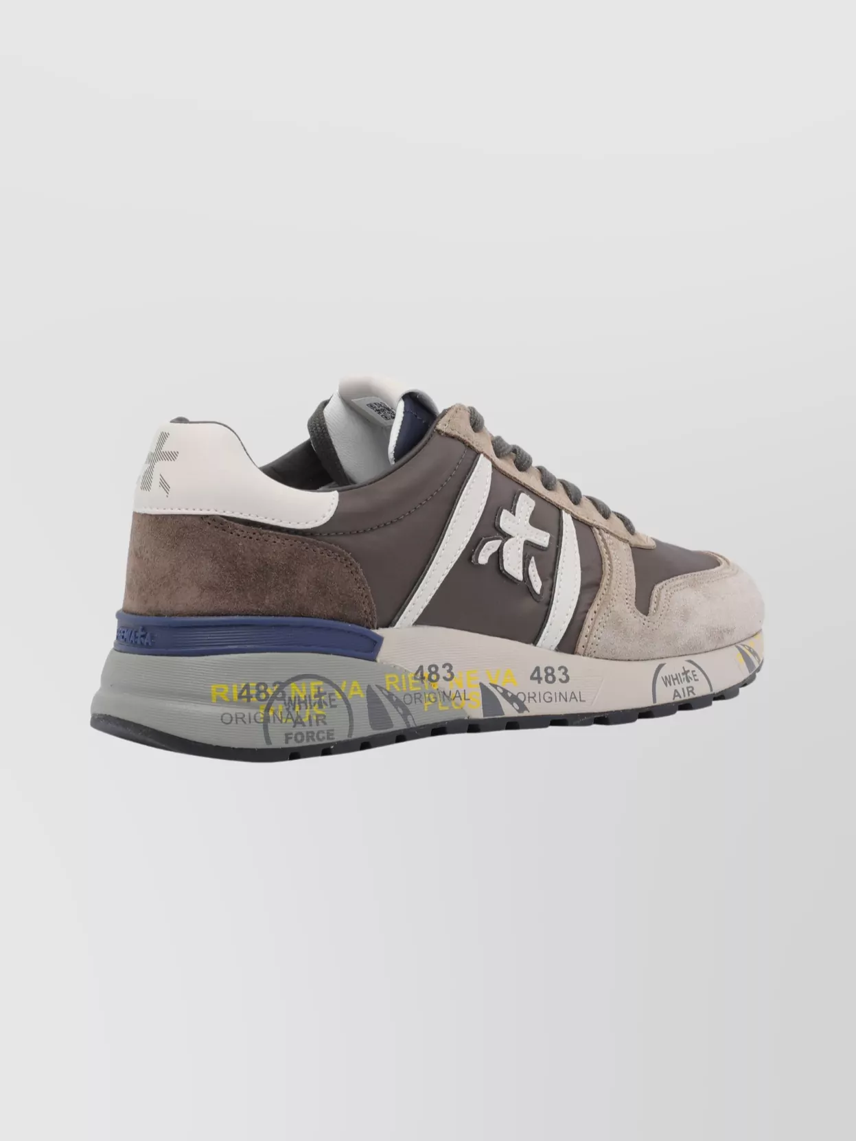 Premiata Lander Low Top Sneakers With Contrast Sole In Brown
