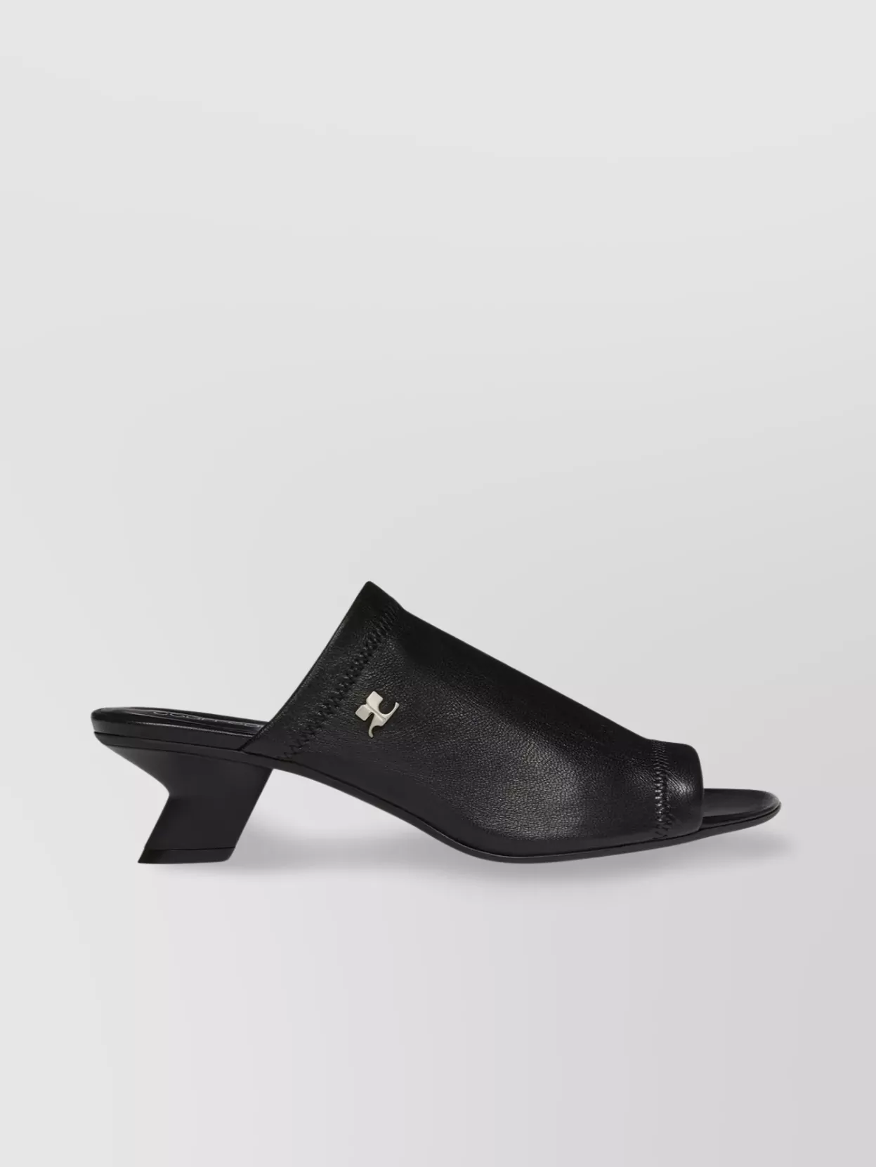 Courrèges Stretch Leather Peep Toe Mules Sculpted Heel