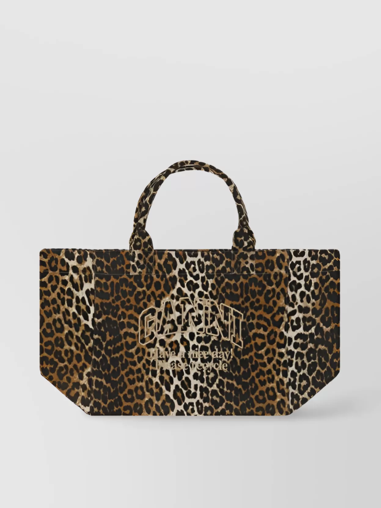 Ganni Oversized Cotton Tote Bag In Brown