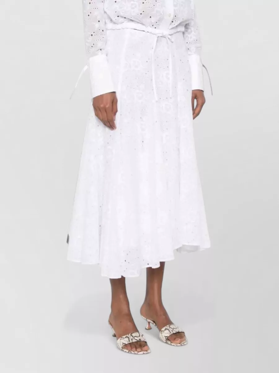 Tory Burch Cotton Broderie Anglaise A-Line Midi Skirt