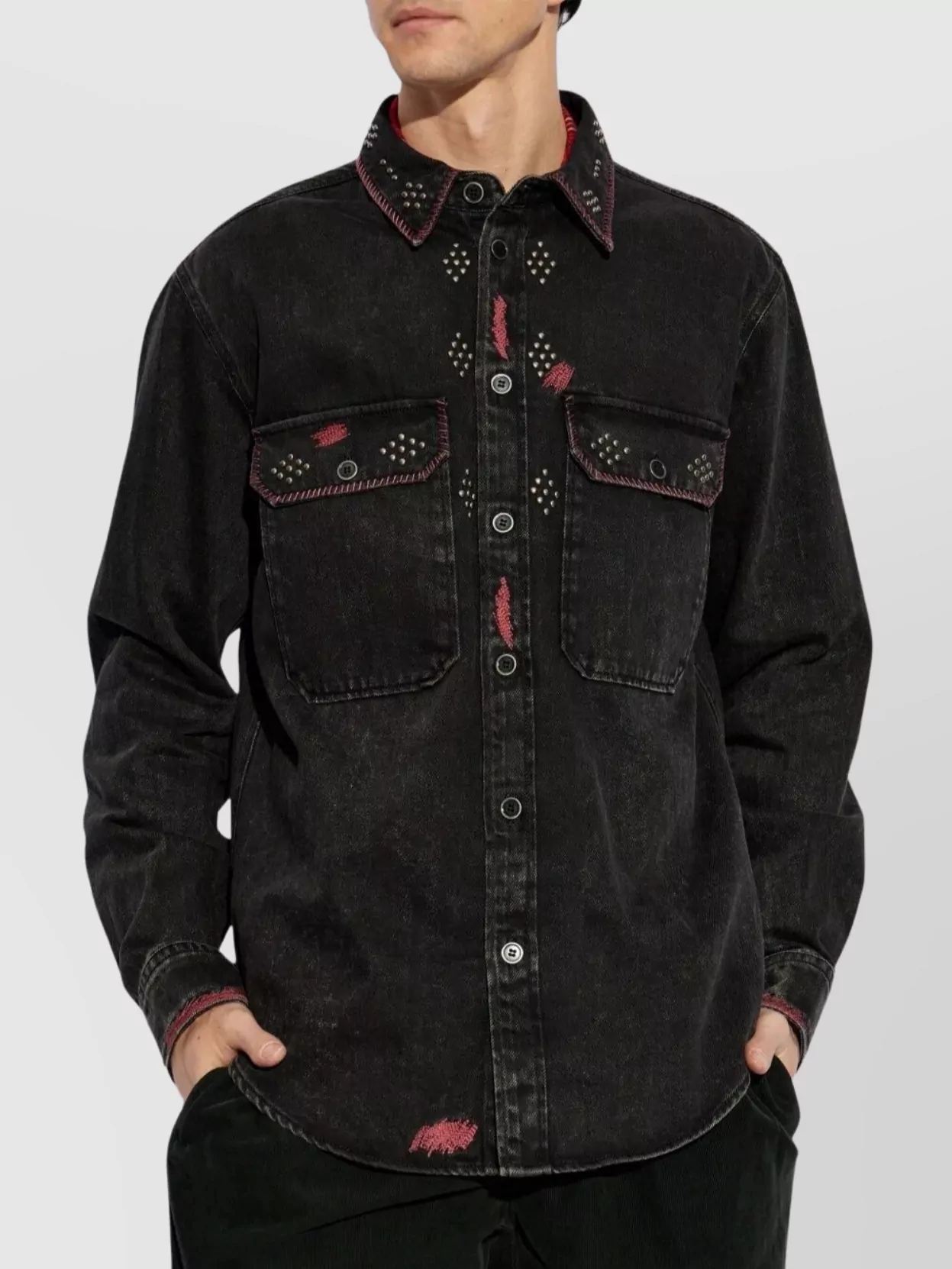 Isabel Marant Stitched Distressed Shirt Studded Detailing
