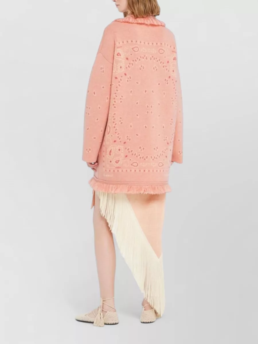 Alanui Long Fringe Cardigan Shawl Collar