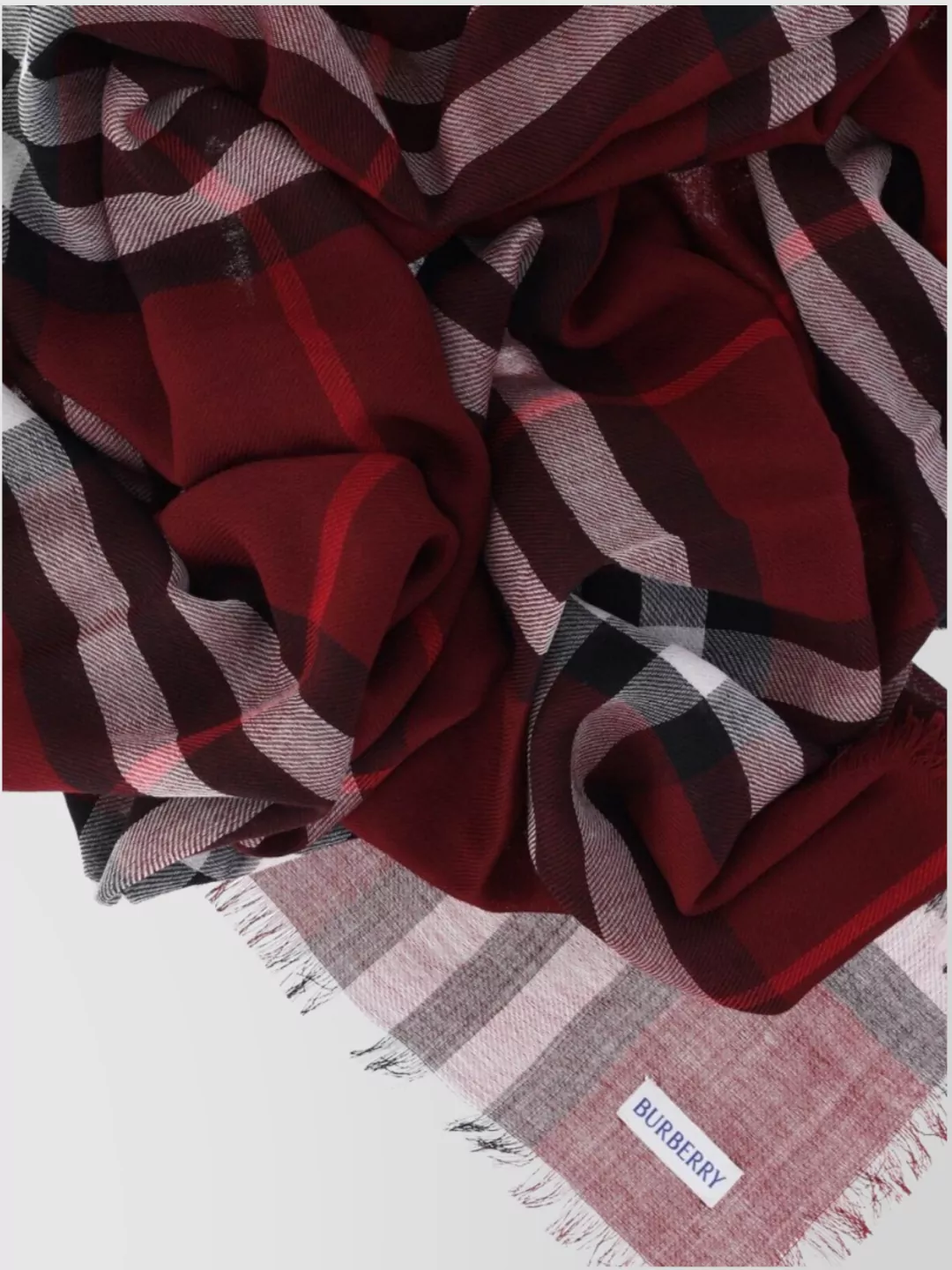 Burberry Checked Pattern Fringed Edges Soft Texture Scarf