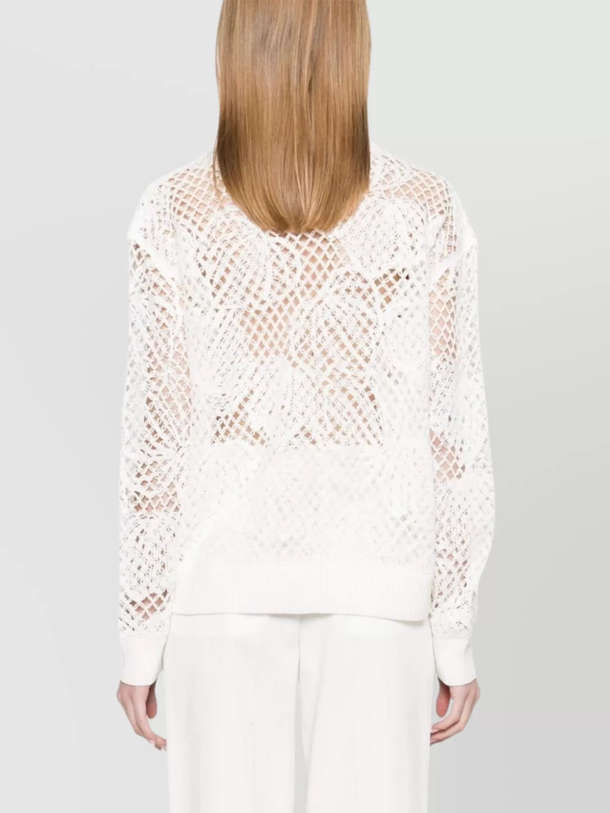 Max Mara Crew Neck Mesh Knit Top