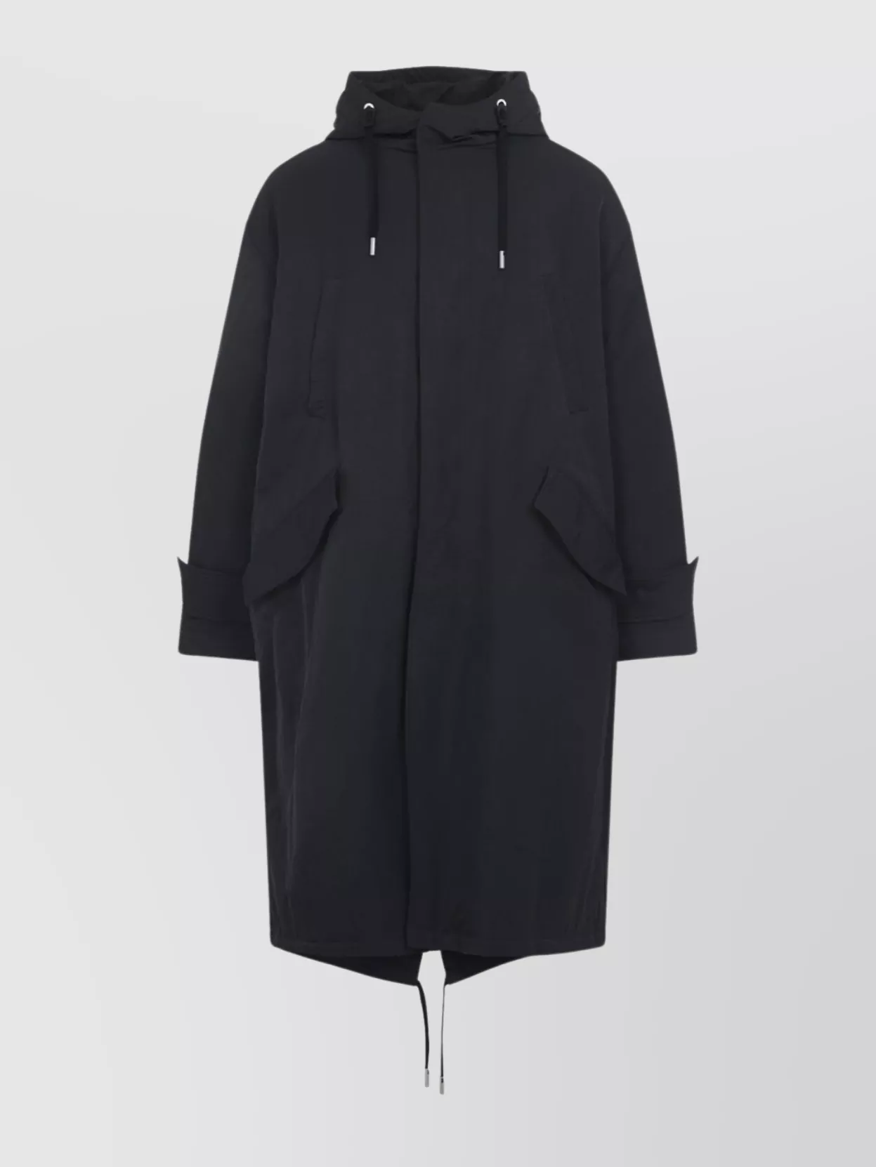 Ami Alexandre Mattiussi Long Hooded Parka With Drawstring And Pockets In Black