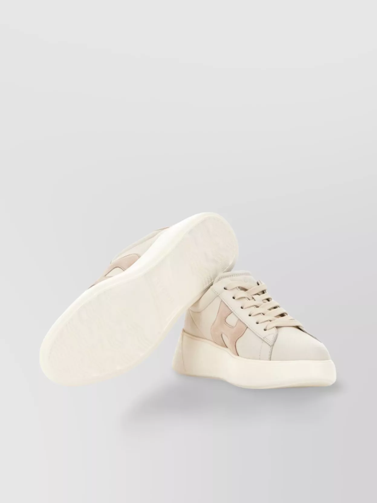 Hogan Leather Sneakers Rebel Panelled Platform Round Suede
