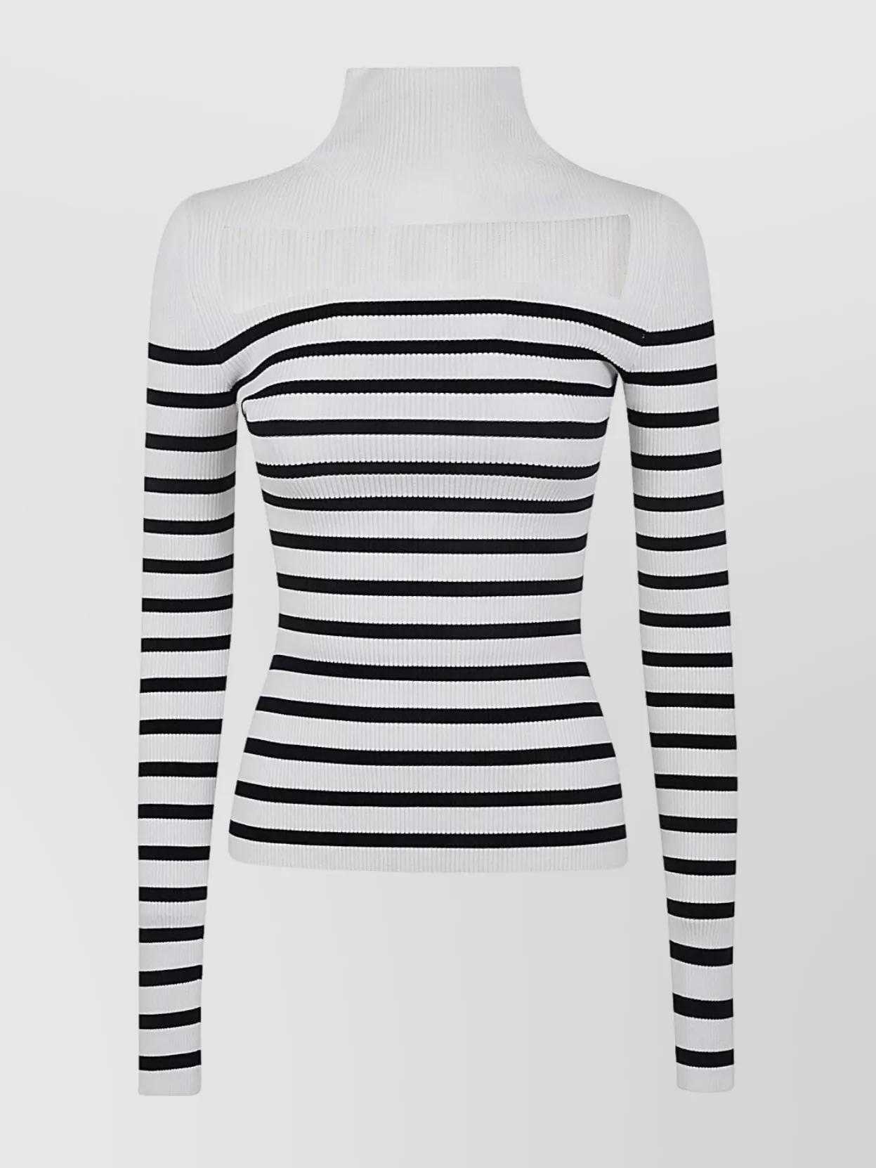 Jean Paul Gaultier Sheer Panel Striped Turtleneck Knitwear