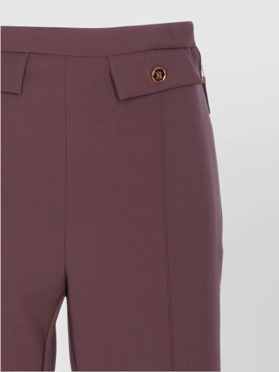 Elisabetta Franchi Flared Leg Trousers Gold-tone Buttons In Burgundy