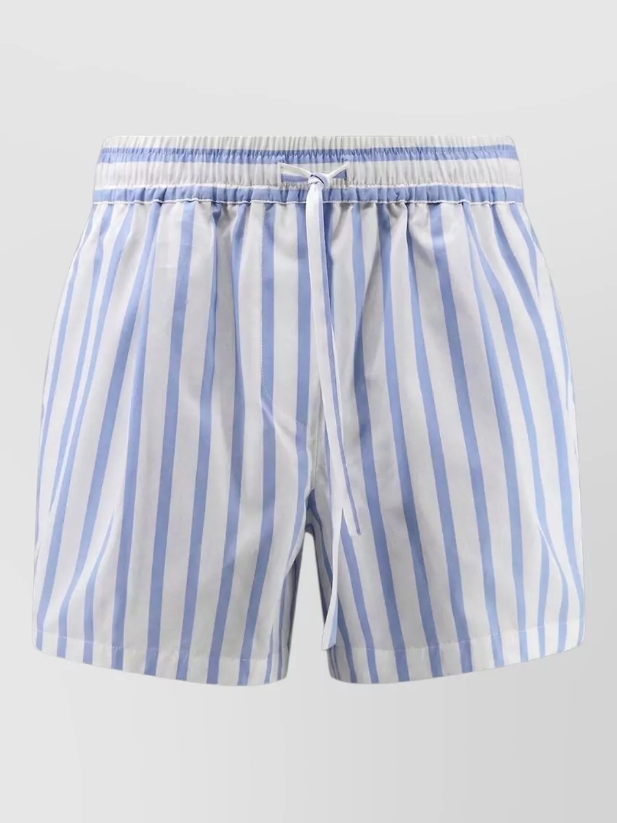 Dolce & Gabbana Silk Cotton Shorts Elastic Waistband Stripes