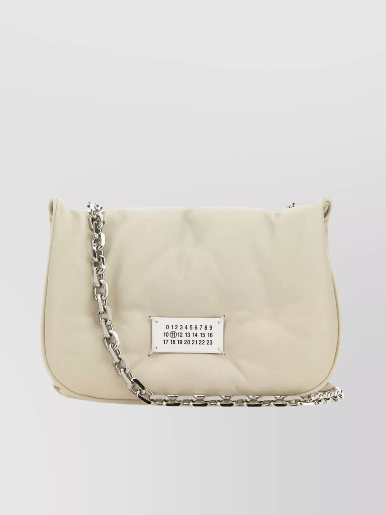 Shop Maison Margiela Small Flap Crossbody Bag In Chalk Nappa Leather