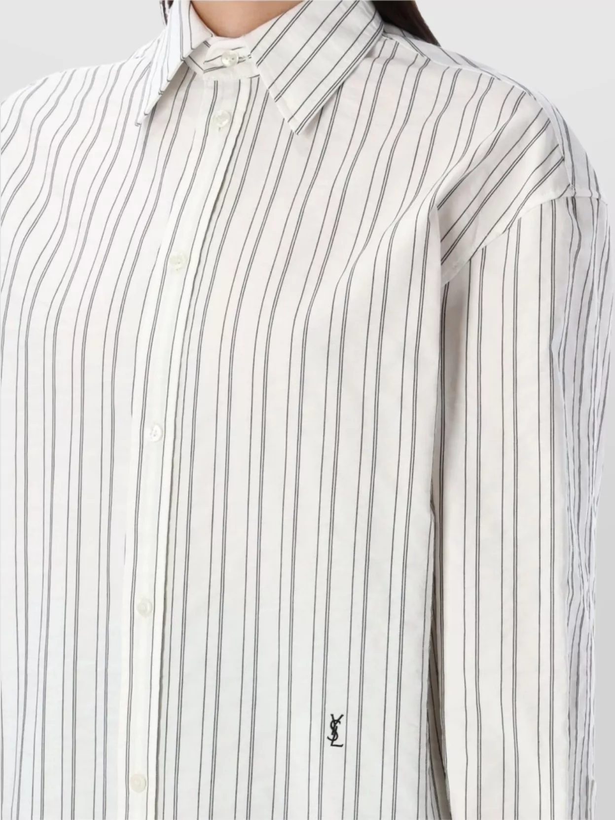 Saint Laurent Striped Cotton Shirt Curved Hem
