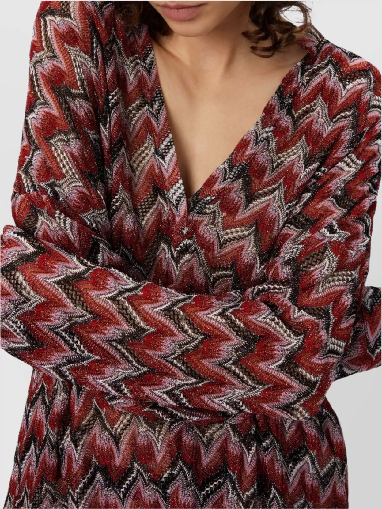 Missoni Lightweight Chevron Pattern Long Sleeve Blouse