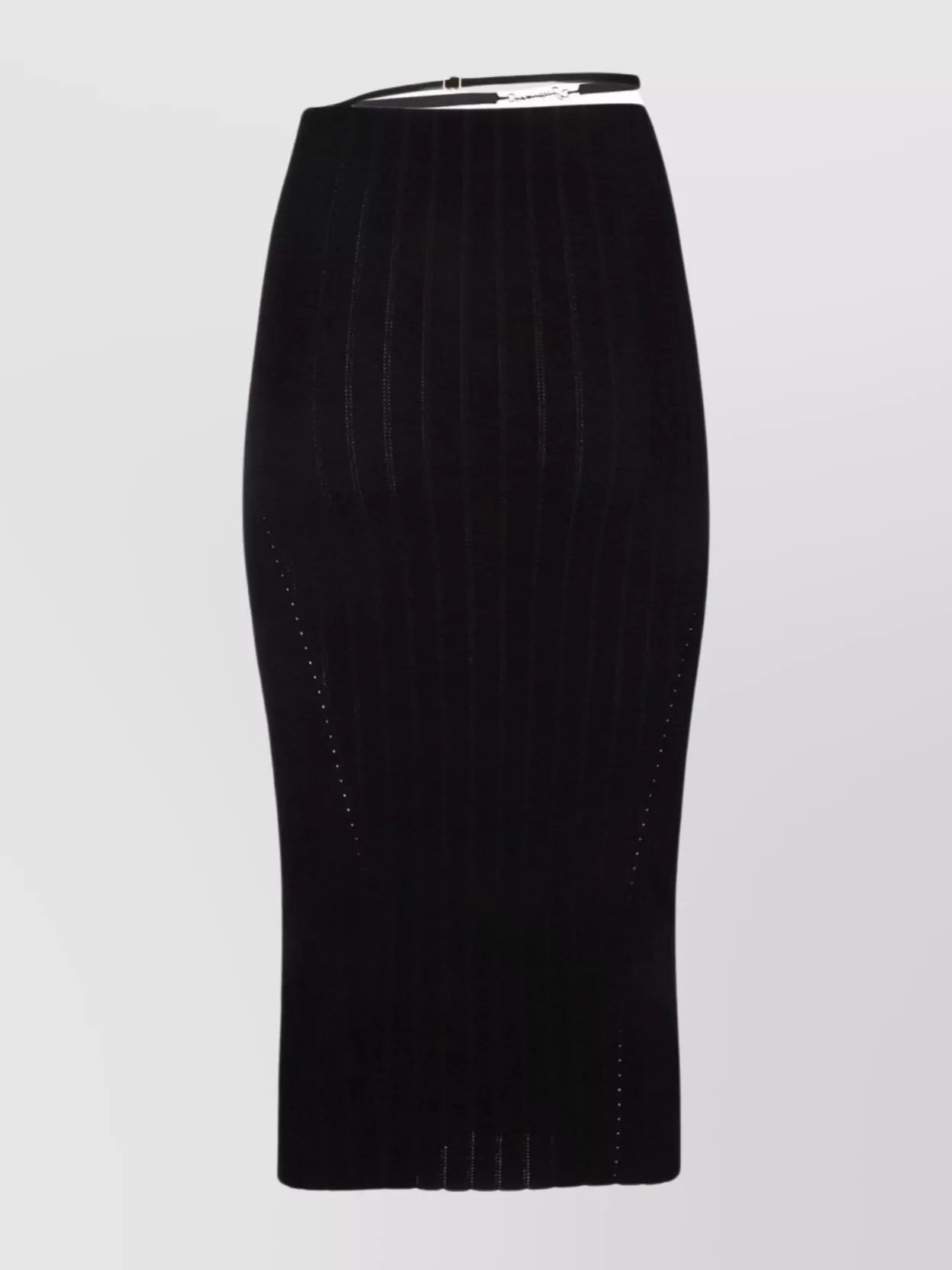 Shop Jacquemus Waistband Skirt With Ribbed Texture And Metallic Detail