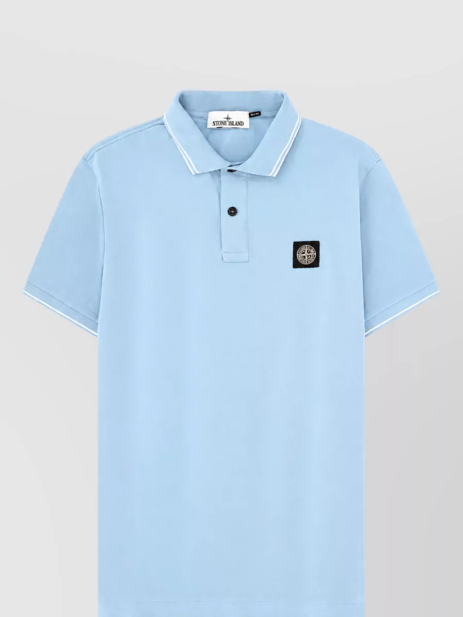 Stone Island Logo Polo Shirt Short Sleeves Collar