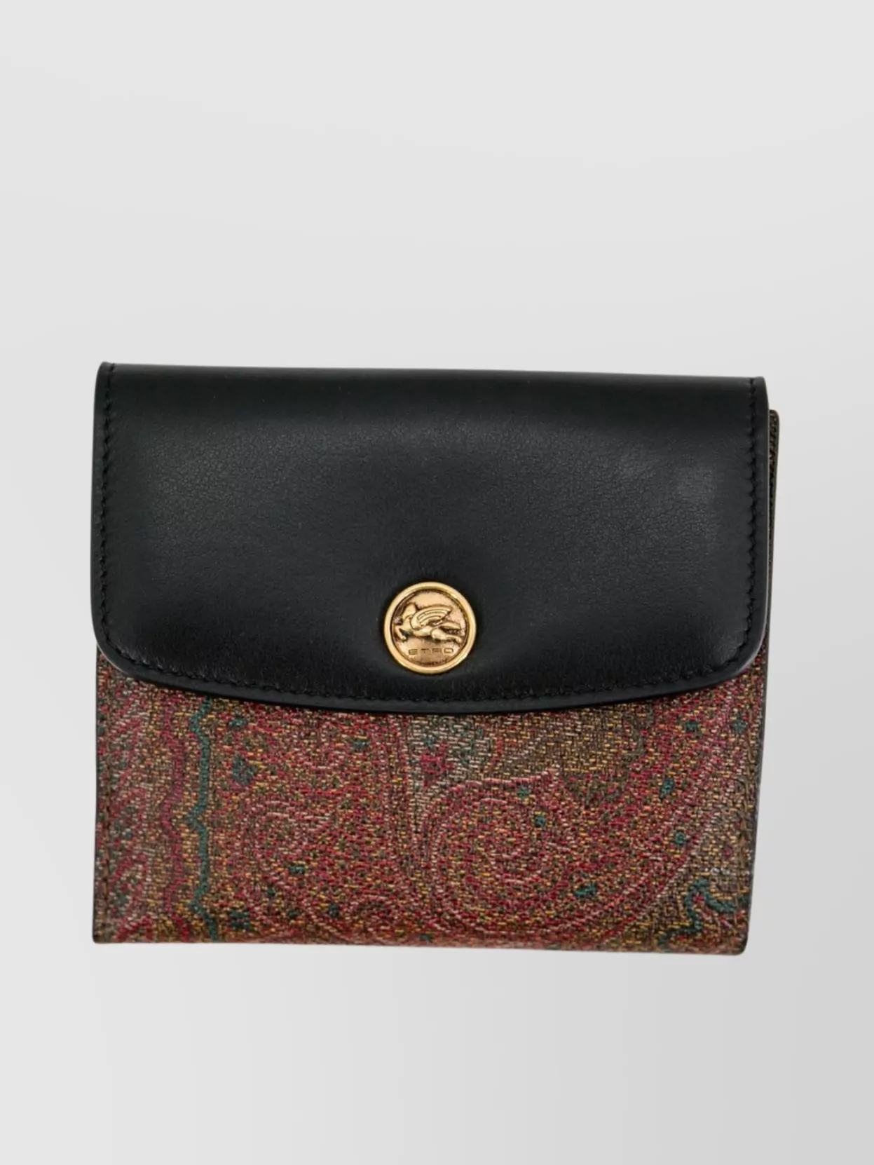 Shop Etro Folded Paisley Leather Wallet In Black