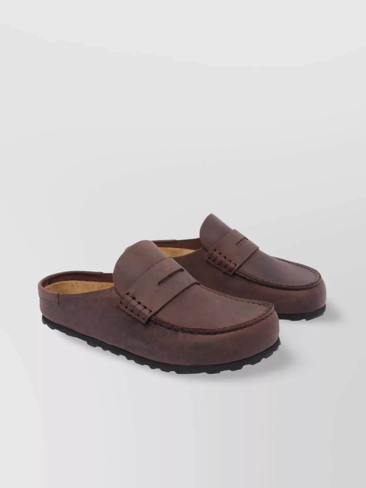 Birkenstock Leather Loafers With Penny Strap And Round Toe
