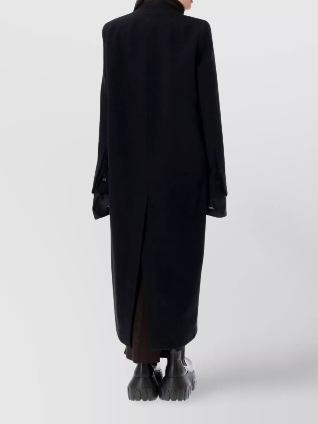 Rick Owens Long Coat Structured Back Vent In Black