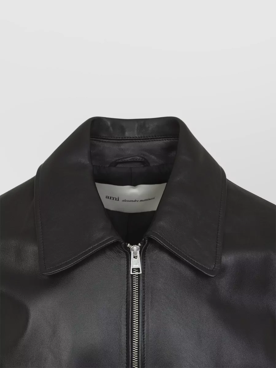Ami Paris Lamb Leather Zipped Jacket
