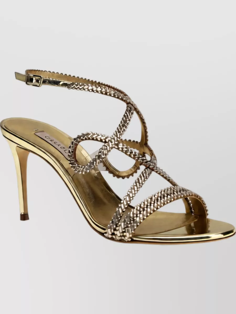 Casadei Leather Rhinestone Stiletto Sandals