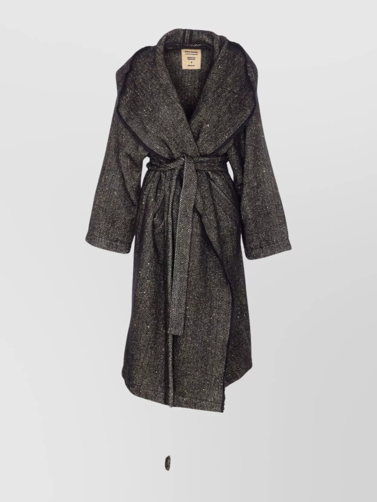 Uma Wang Hooded Coat With Belted Waist And Pockets In Multi