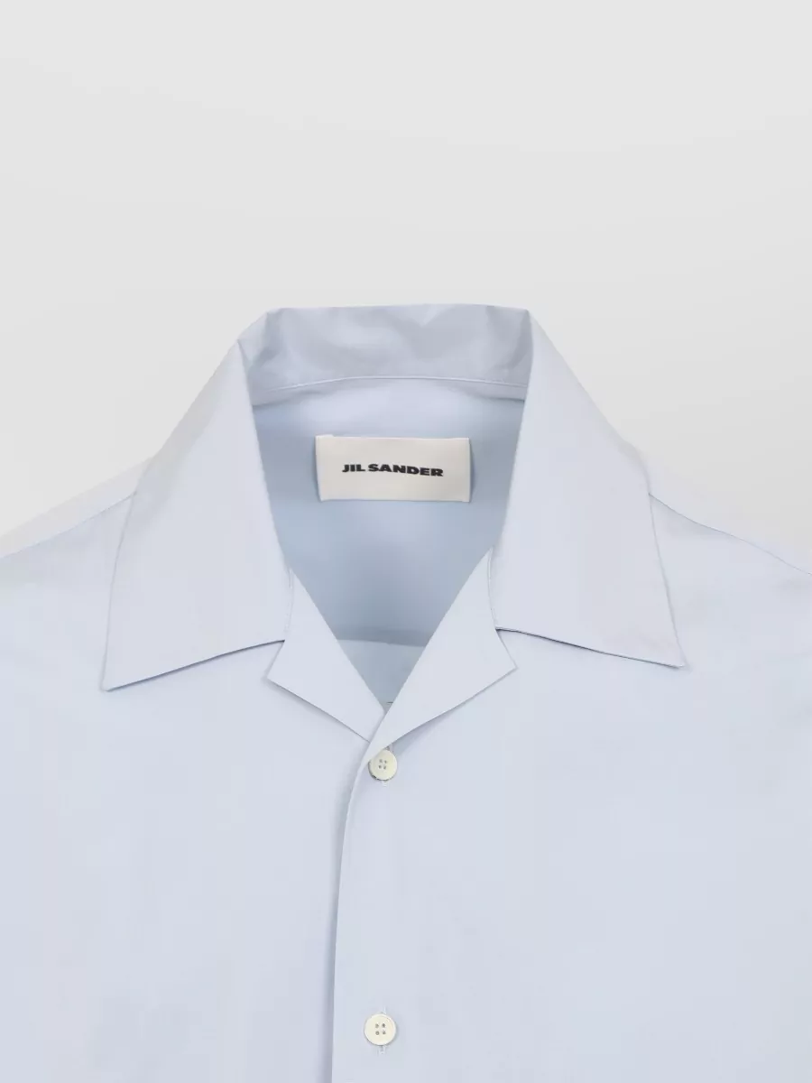 Jil Sander Cotton Shirt Bowling Collar Short Sleeves