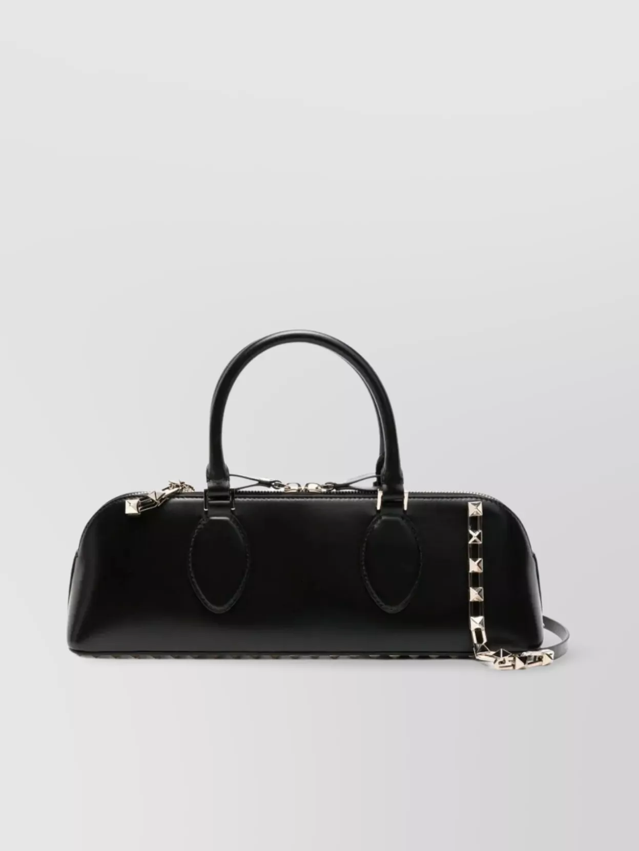 Shop Valentino Leather Chain Strap Studded Shoulder Bag In Black