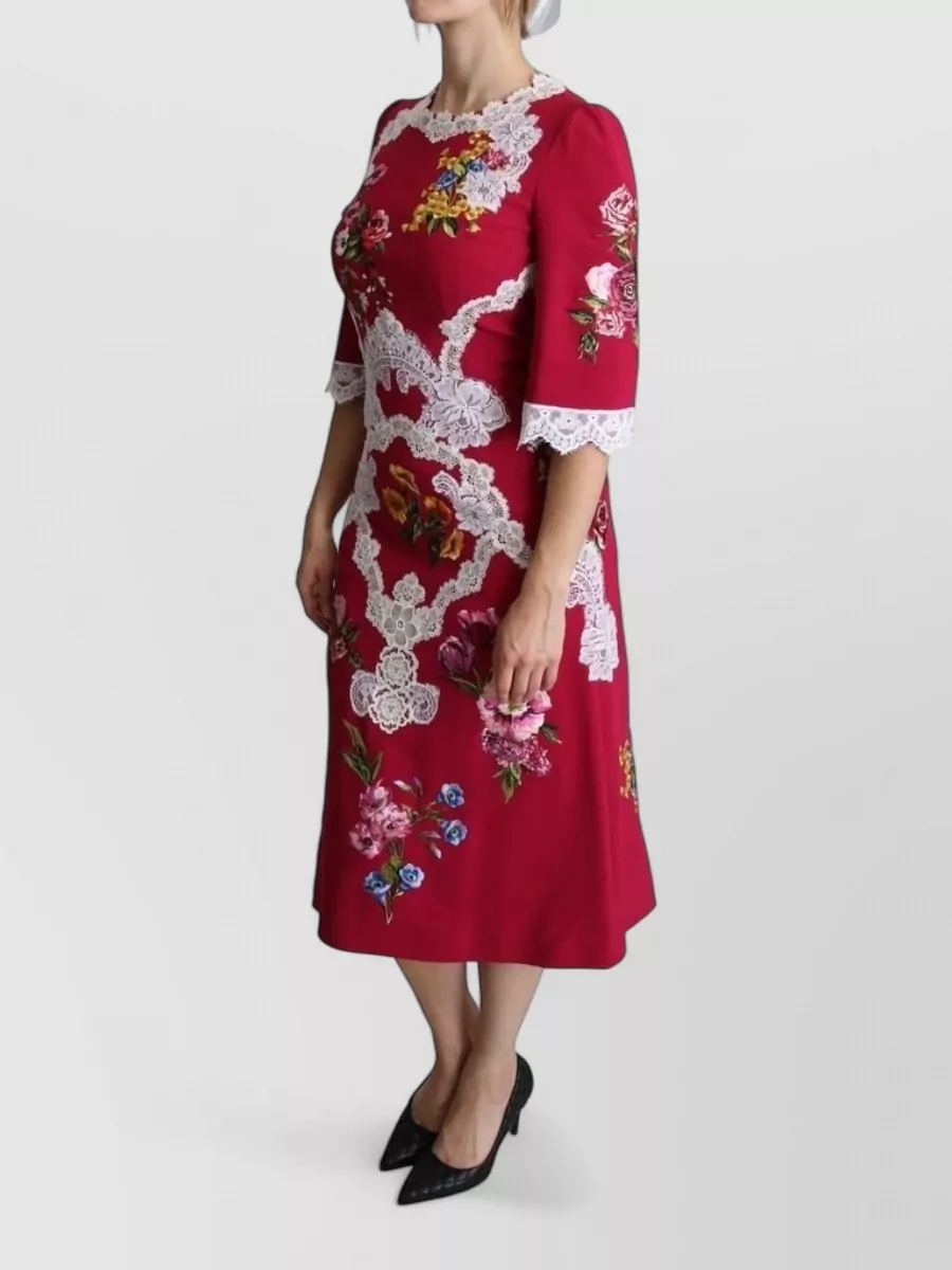 Dolce&Gabbana Floral Embroidered Sheath Midi Dress