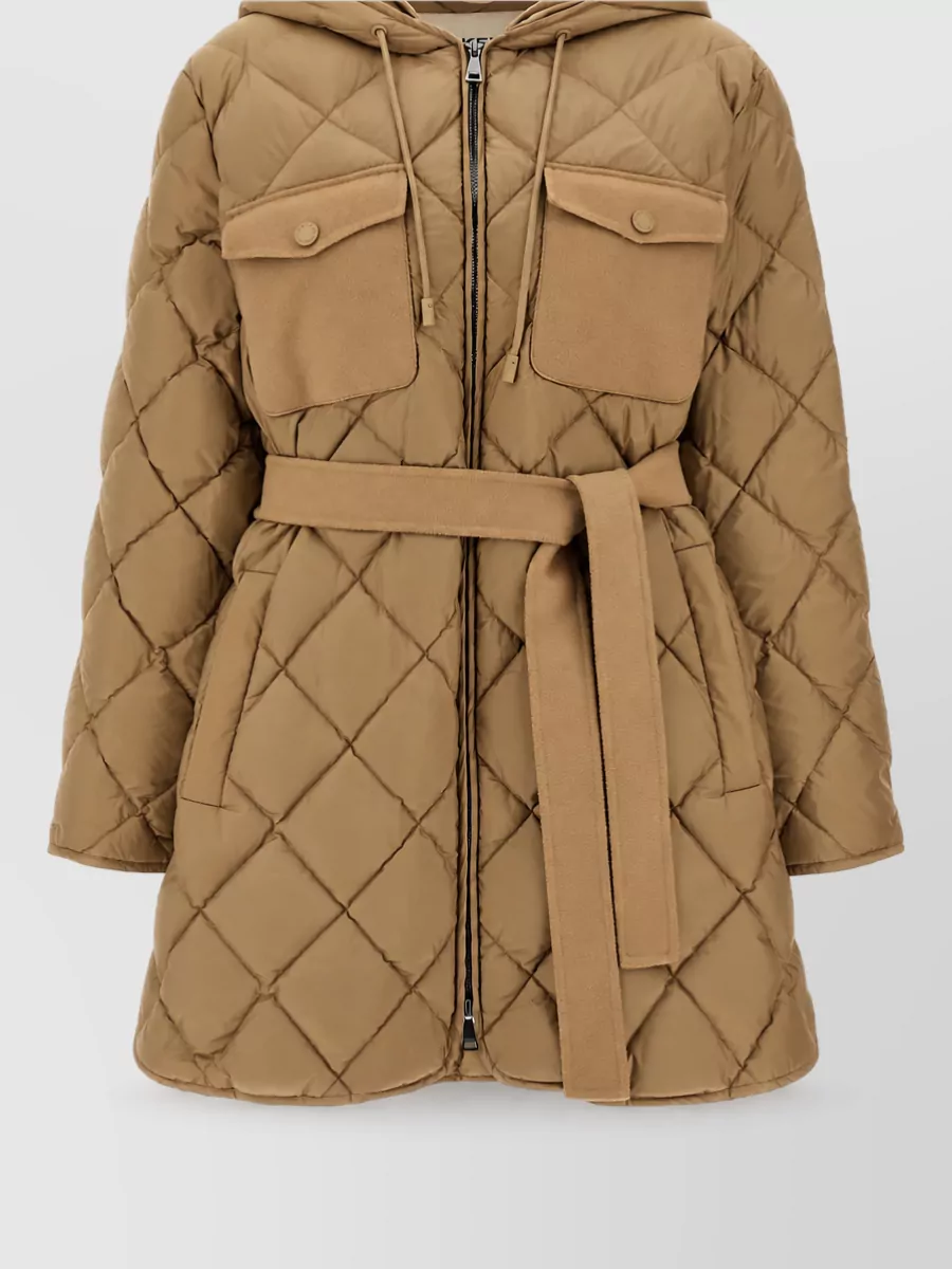 Weekend Max Mara Down quilted belted hooded parka coat