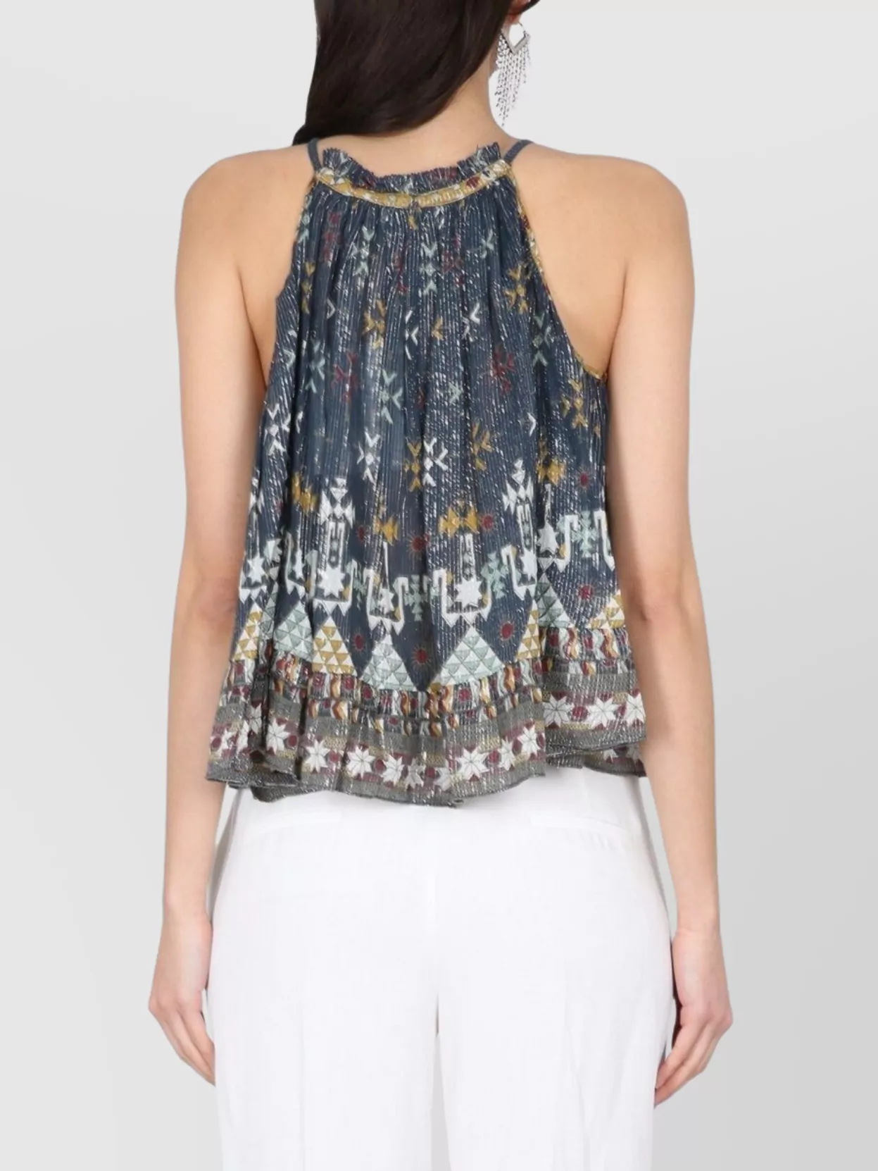 Isabel Marant Étoile Flared Geometric-print Halterneck Top