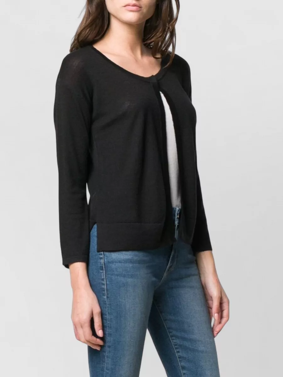La Rose Fine-Knit Merino Wool Three-Quarter Sleeve One-Button Cardigan