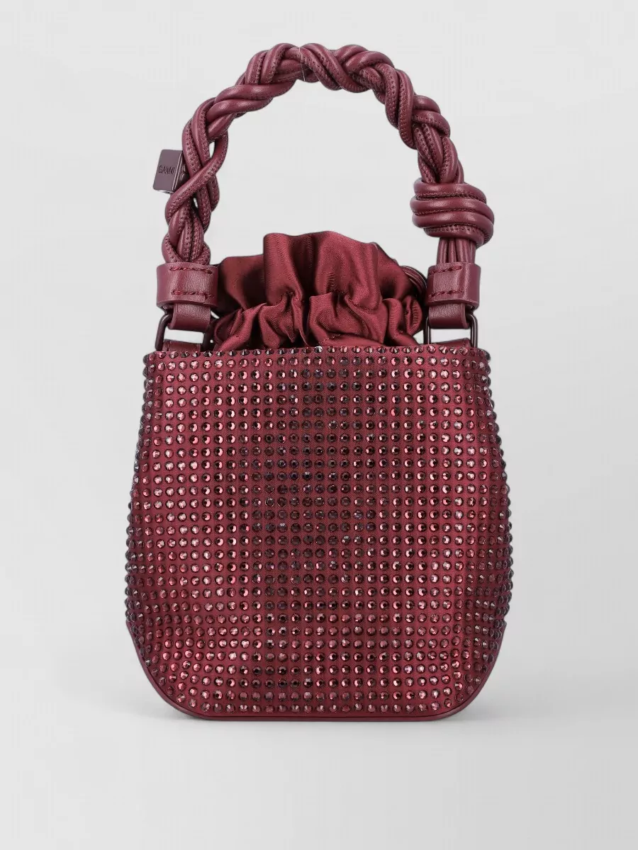 Ganni Bou Mini Crystal-Embellished Bucket Bag