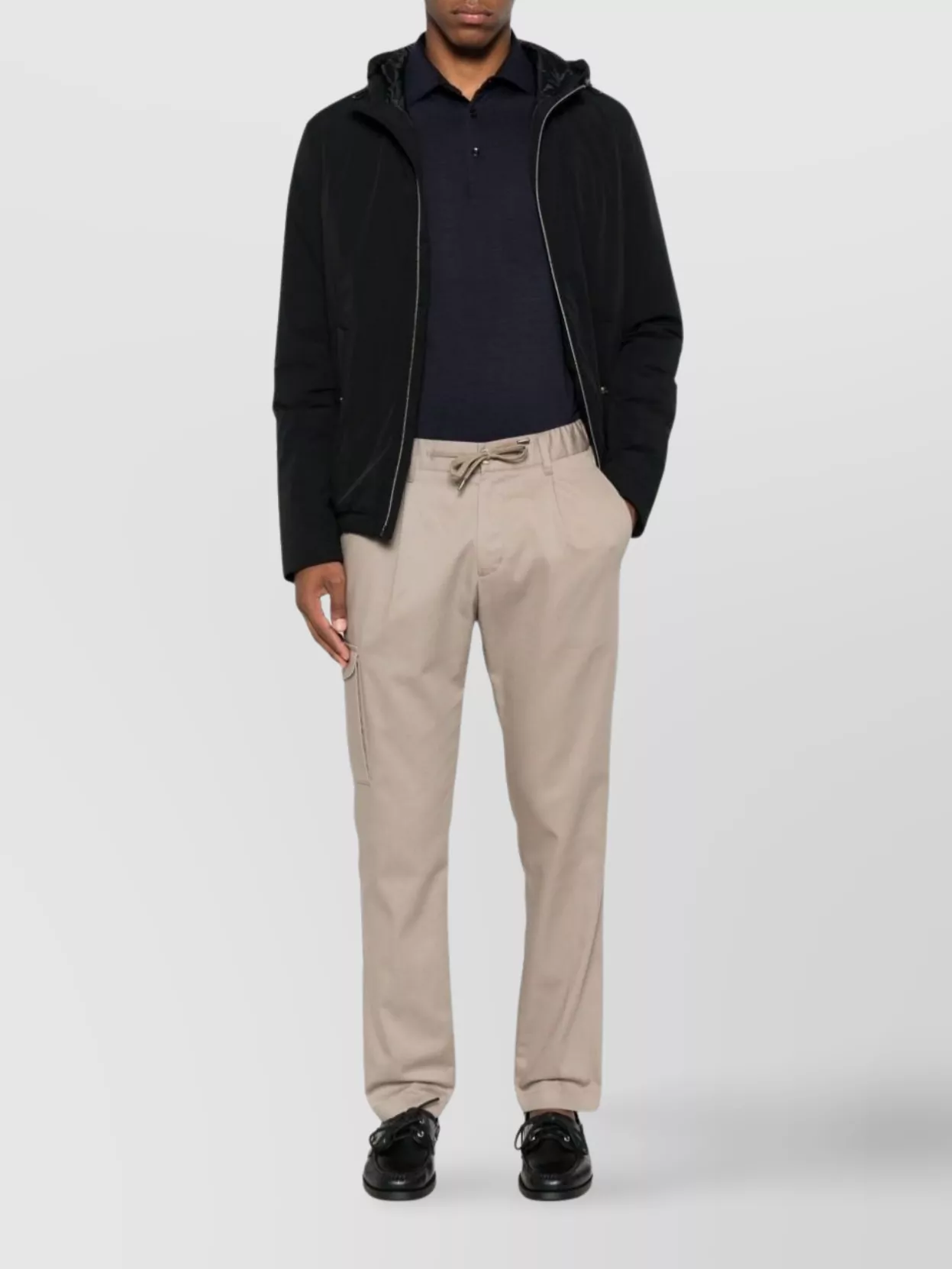 Herno Hooded Long Sleeve Jacket With Elasticated Hem In Black
