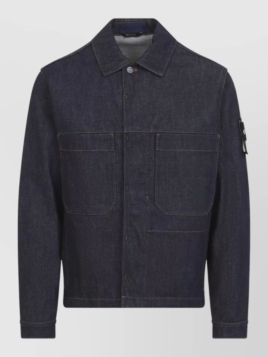 Stone Island denim biker jacket