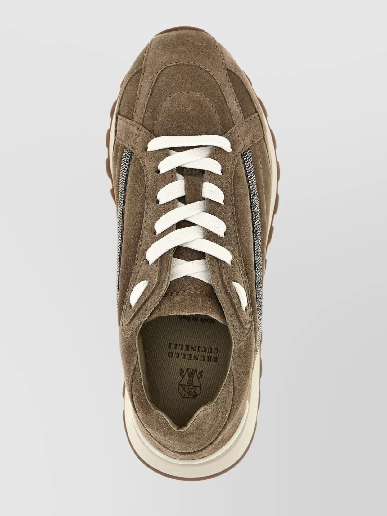 Brunello Cucinelli 'suede And Rubber Sneakers With Contrast Stitching'