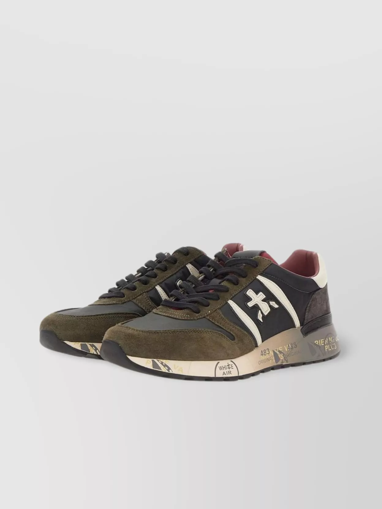 Premiata Leather And Nylon Sneakers With Rubber Sole