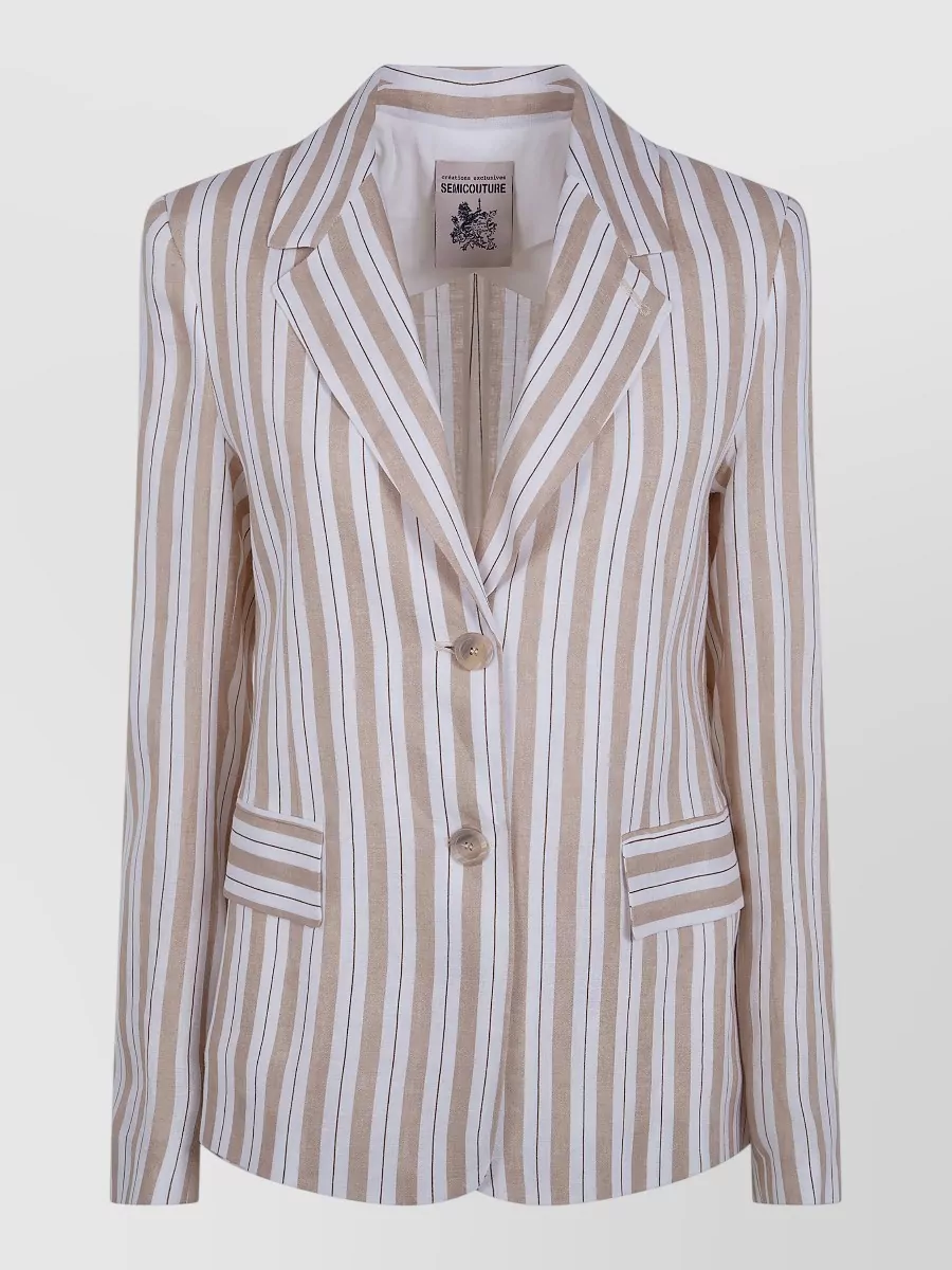 Semicouture Striped Linen Suit Jacket
