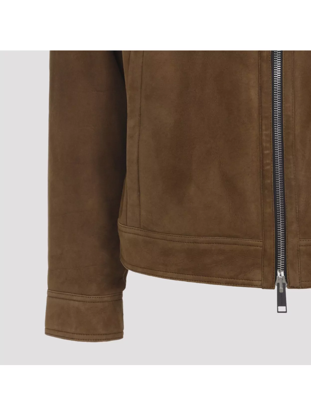 Yves Salomon Suede Finish Down Jacket With Buttoned Cuffs In Brown