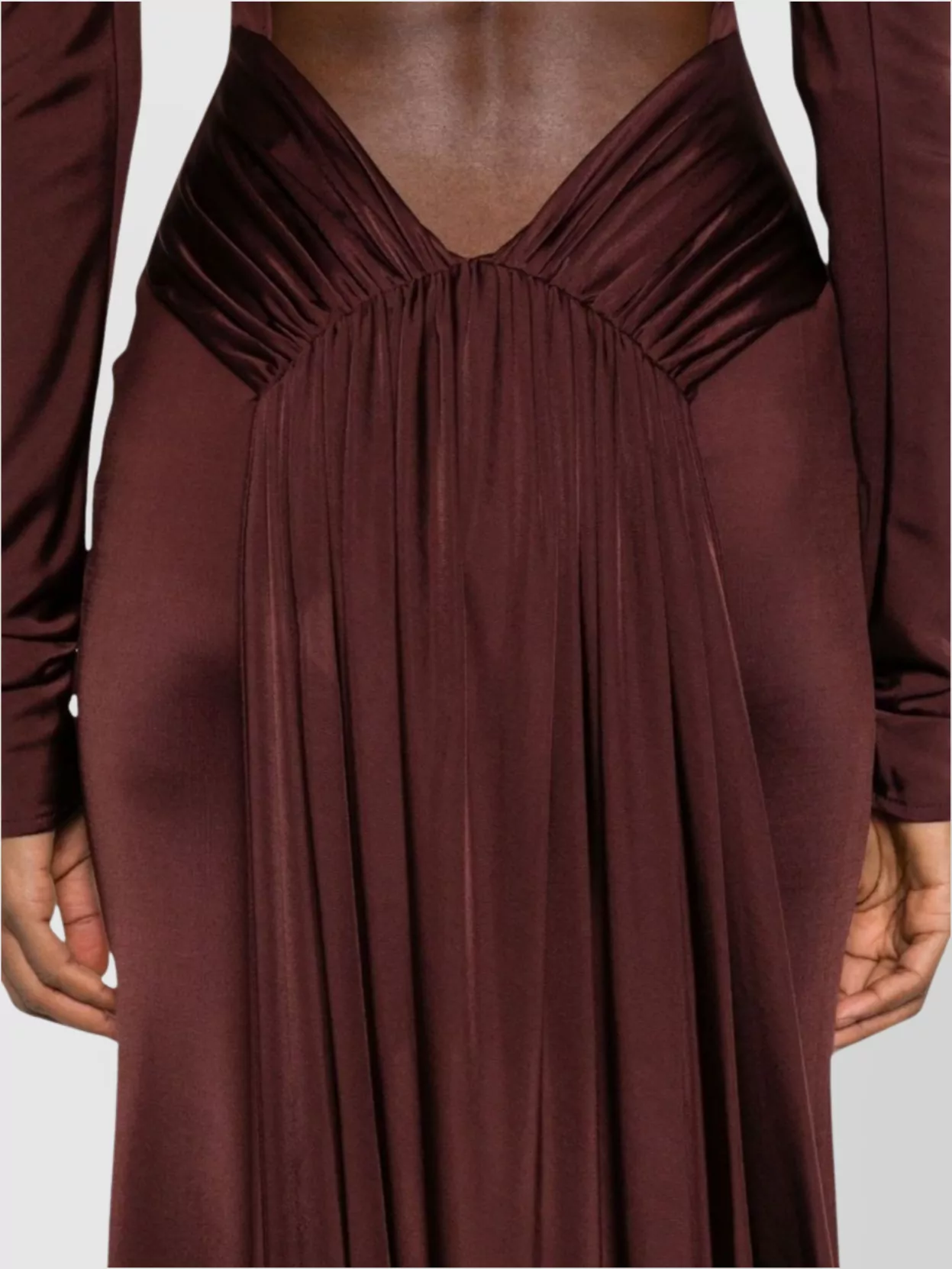 David Koma Floor-Length Draped Long Sleeve Dress