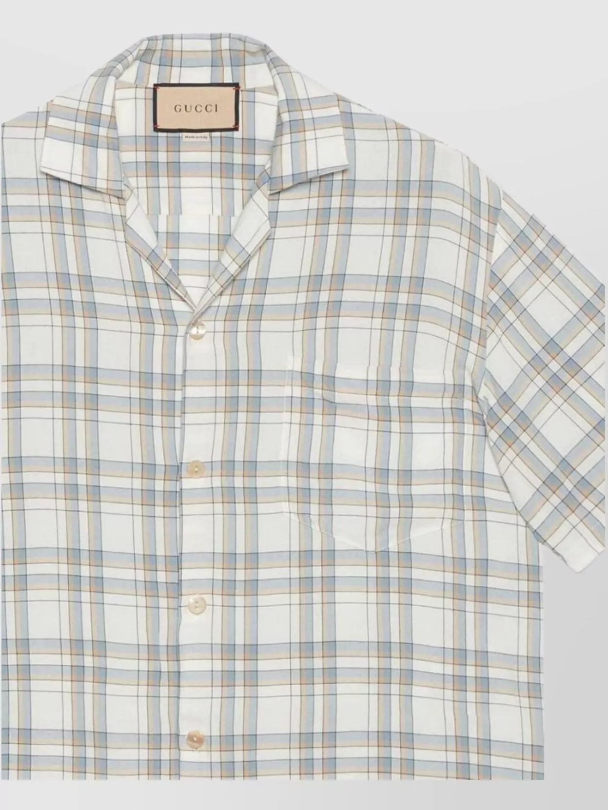 Shop Gucci Checkered Patch Pocket Bowling Shirt