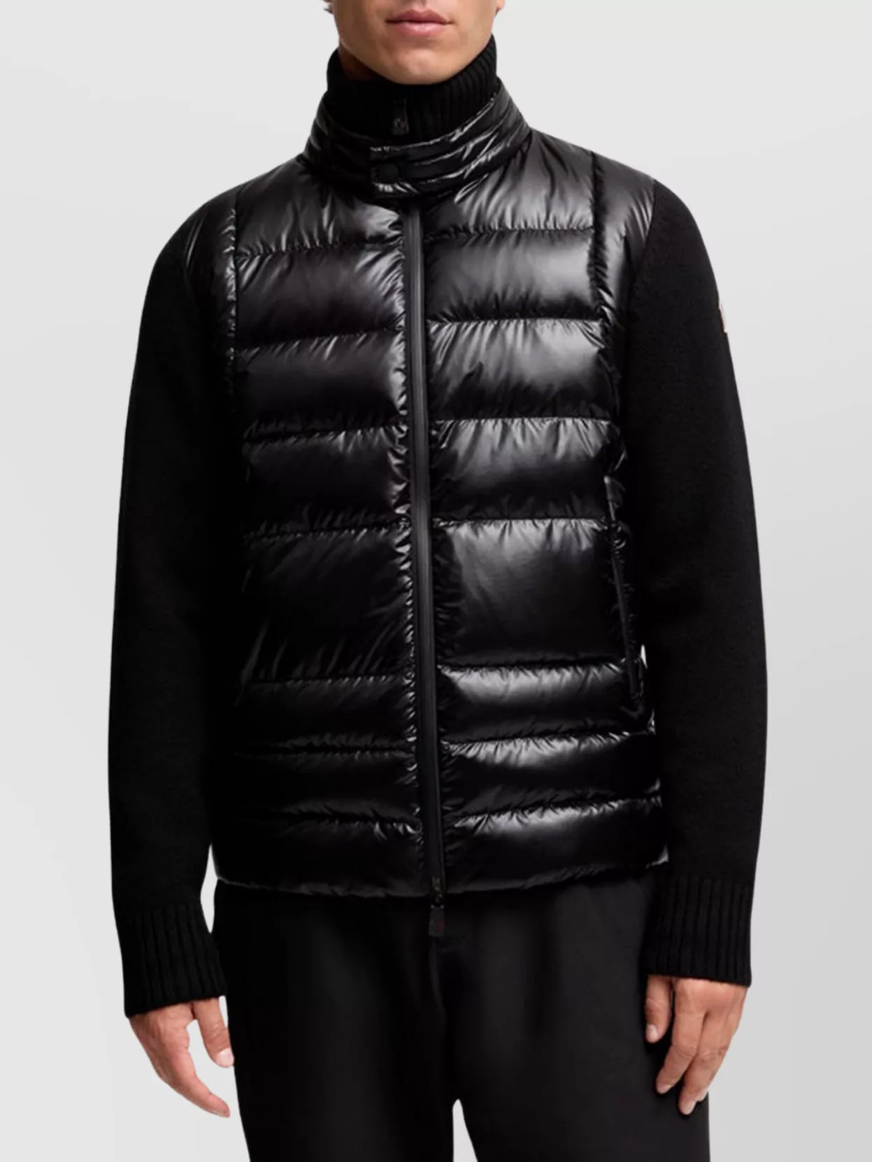 Moncler Zip Front Padded Wool Cardigan